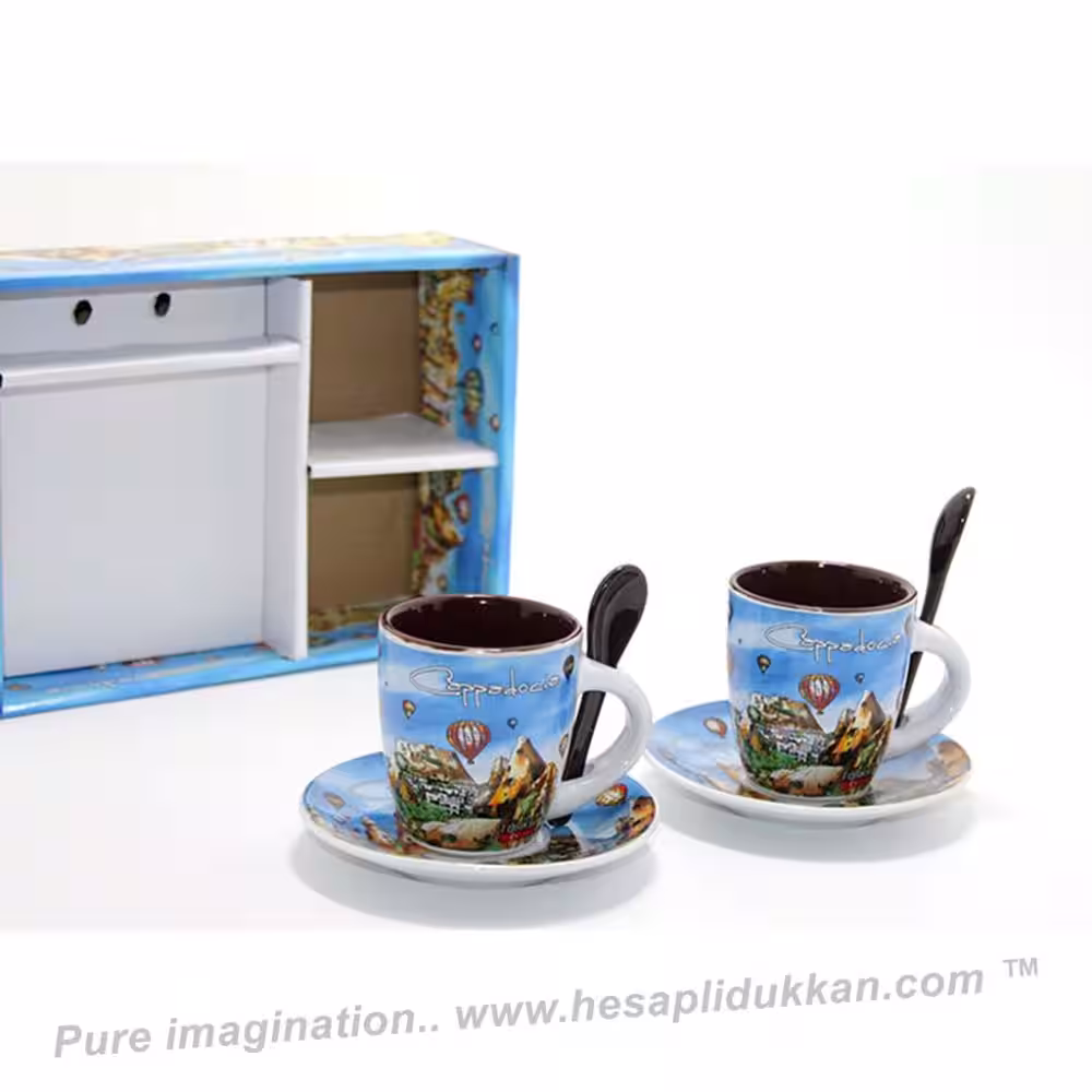 Toptan İkili Yöresel Kapadokya Kahve Fincanı Seti SM44657