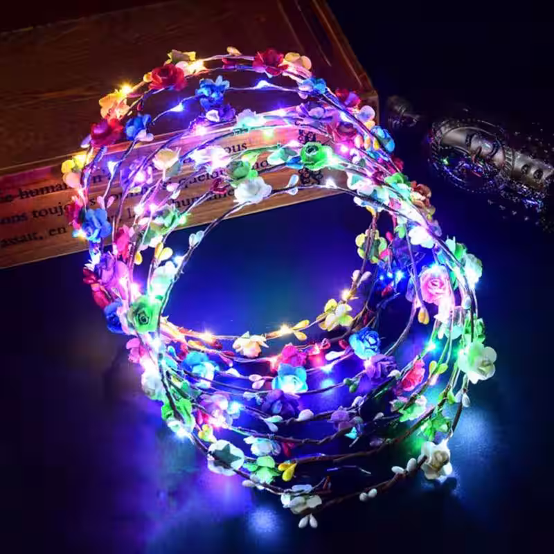 Toptan ışıklı taç garland çiçekli led