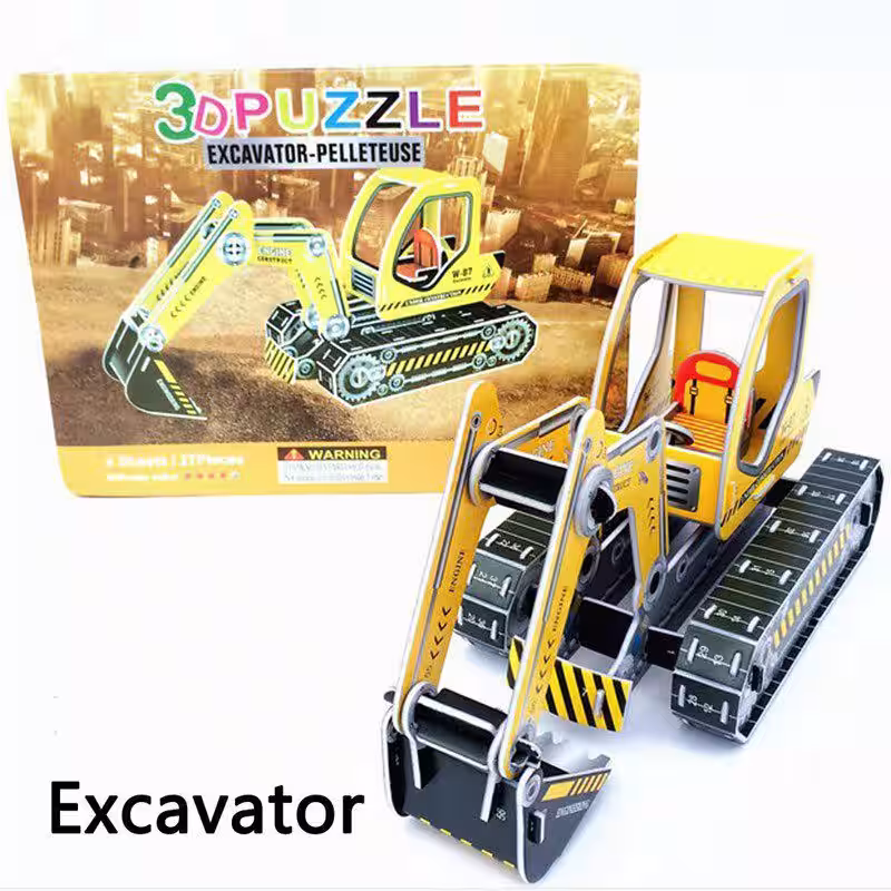 Toptan karton 3d puzzle excavator kepçe 32 parça