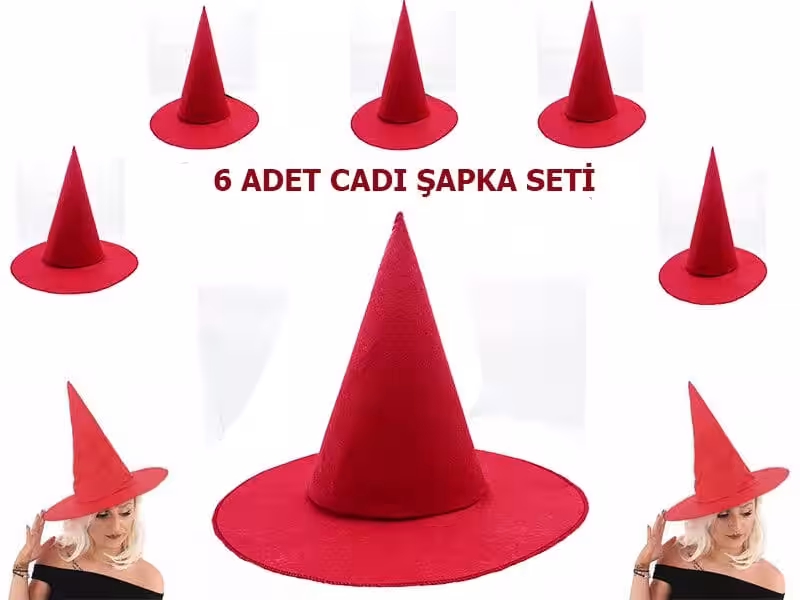 Toptan Kırmızı Cadı Şapkası