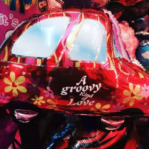 Toptan Küçük çiçekli kırmızı araba folyo balon