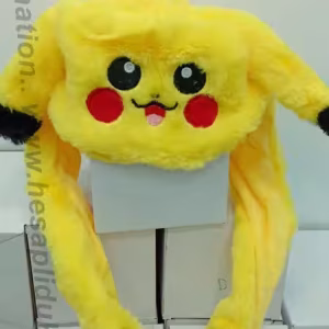 Toptan kulakları oynayan ışıklı Kawai Pikachu şapka
