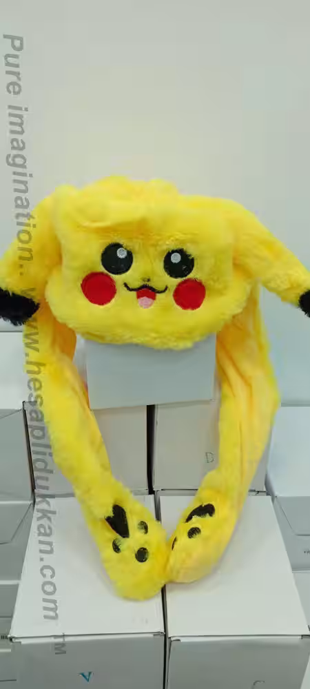 Toptan kulakları oynayan ışıklı Kawai Pikachu şapka