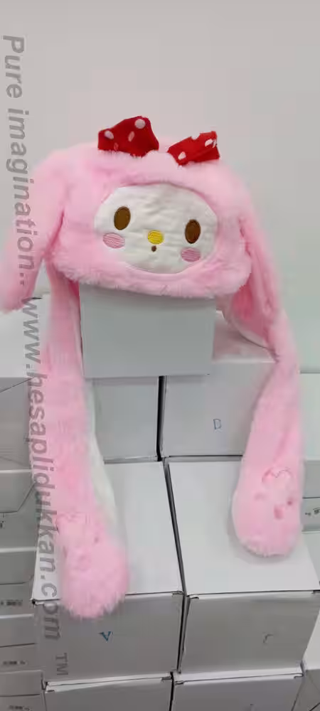 Toptan kulakları oynayan ışıklı kırmızı kurdeleli kedi şapka