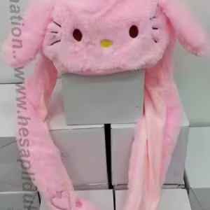 Toptan kulakları oynayan ışıklı pembe hello kitty şapka