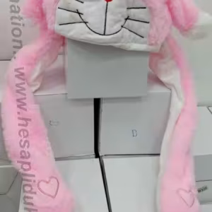 Toptan kulakları oynayan ışıklı pembe kedi şapka
