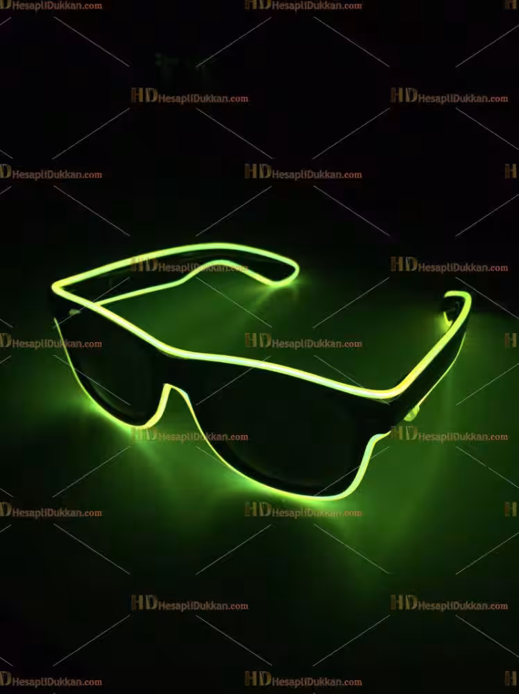 Toptan led ışıklı glow pilli parlayan parti gözlükleri yeşil