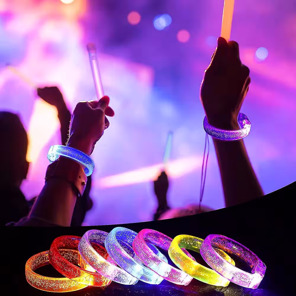 Toptan LED Işıklı Renkli Bileklik Baskı Logo