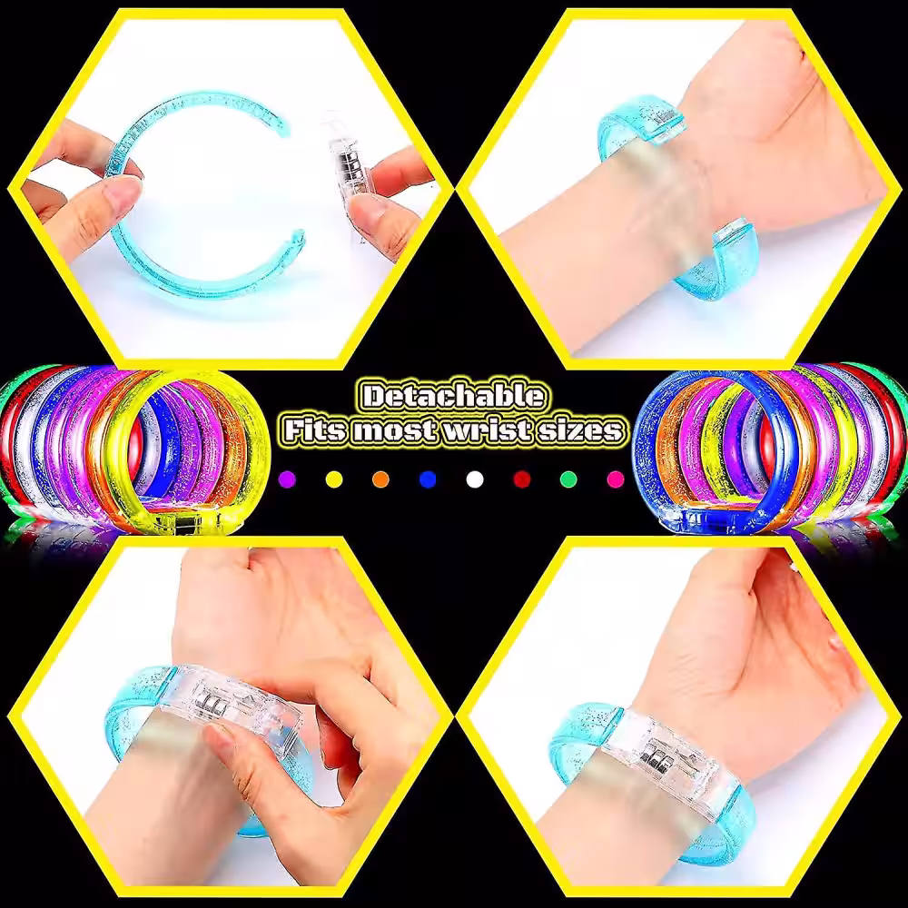 Toptan LED Işıklı Renkli Bileklik Baskı Logo