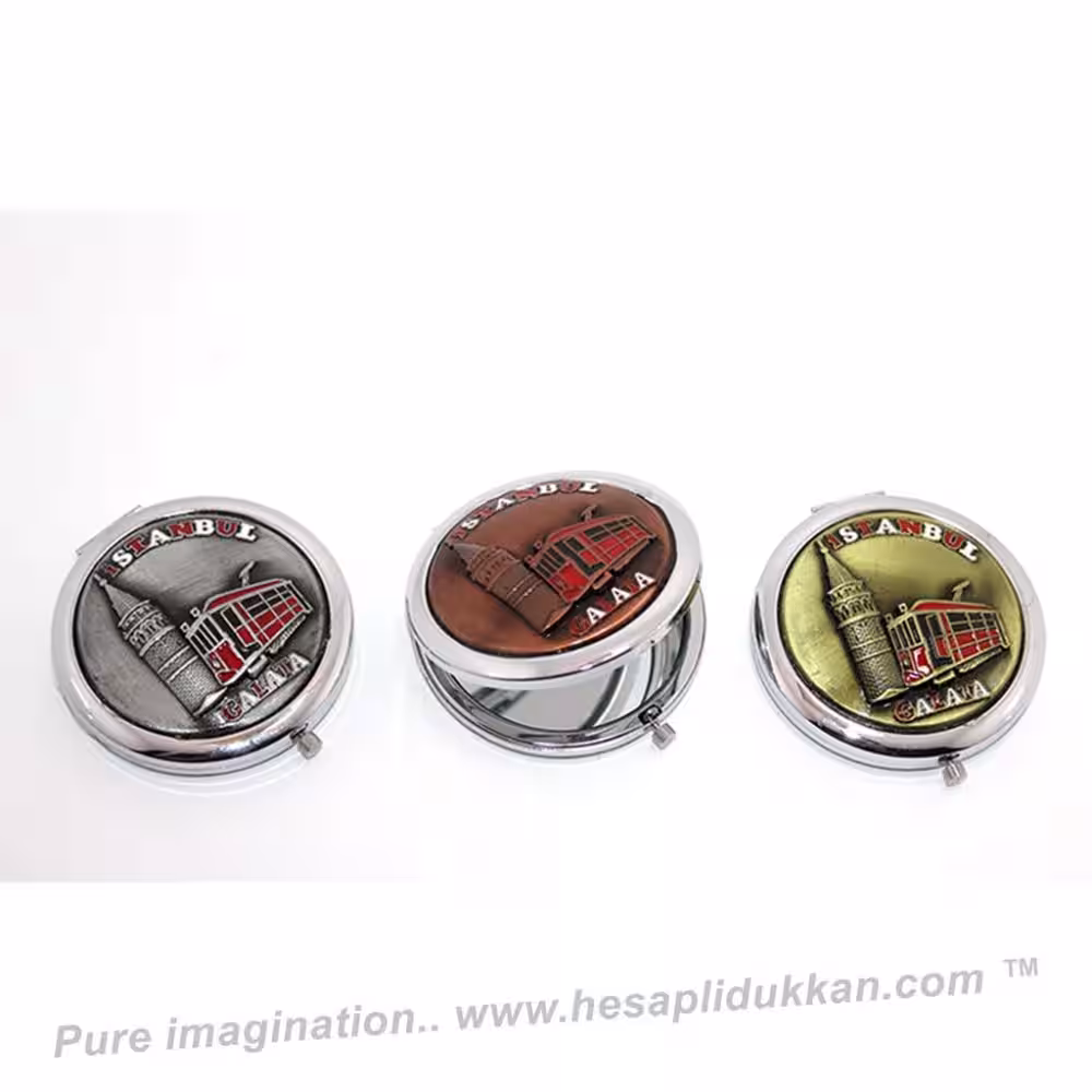Toptan Metal İstanbul Yöresel Kabartmalı El Aynası SM44645
