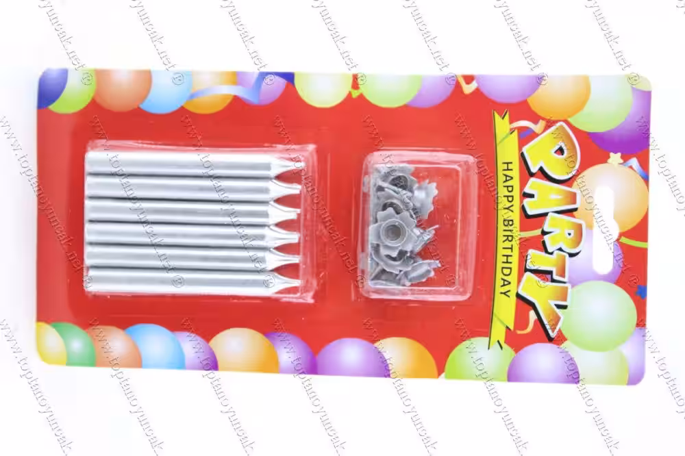 Toptan pasta doğum günü mumu 8 li metalik