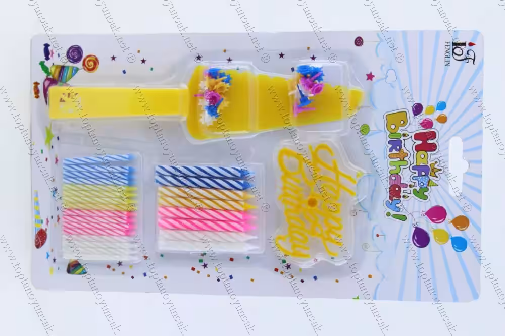 Toptan pasta kesme aparatlı mum seti Happy Birthday yazılı