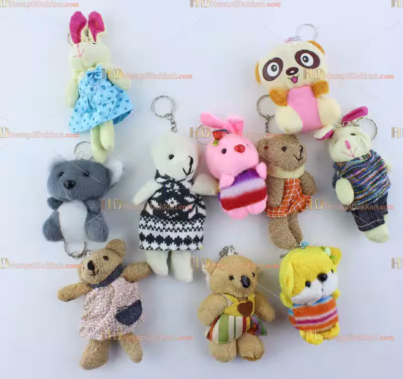 Toptan peluş anahtarlık kıyafetli ayıcık koala tavşan