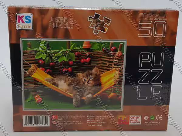 Toptan puzzle yapboz lisanslı 50 parça Hamakta Kedi