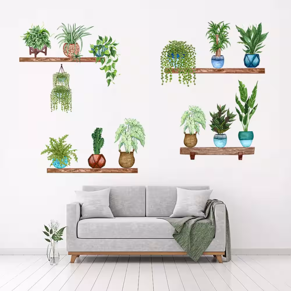 Toptan Raflı Saksılı Dekoratif Sticker