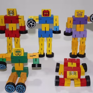 Toptan Renkli Ahşap Robot Büyük