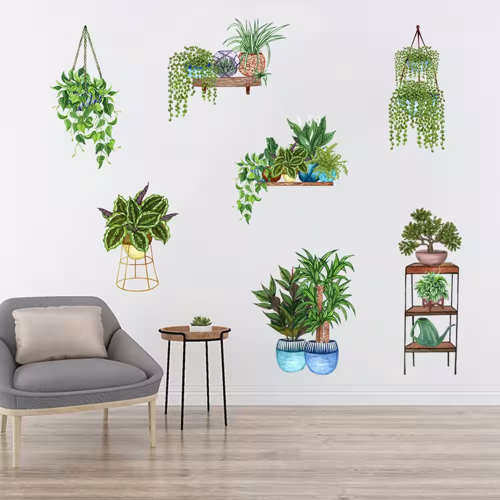 Toptan Saksılı Çiçek Sticker Ev Dekoru