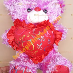 Toptan sesli kalpli peluş oyuncak ayı 35 cm lila