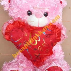 Toptan sesli peluş oyuncak ayı pembe 35 cm