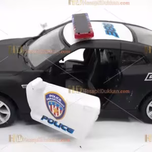 Toptan siyah polis arabası oyuncak metal çek bırak