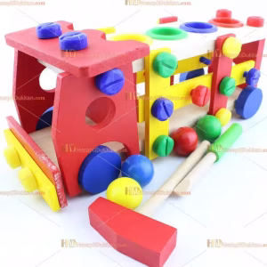 Toptan sök tak kamyon top yuvarlama çekiç eğitici ahşap oyuncak