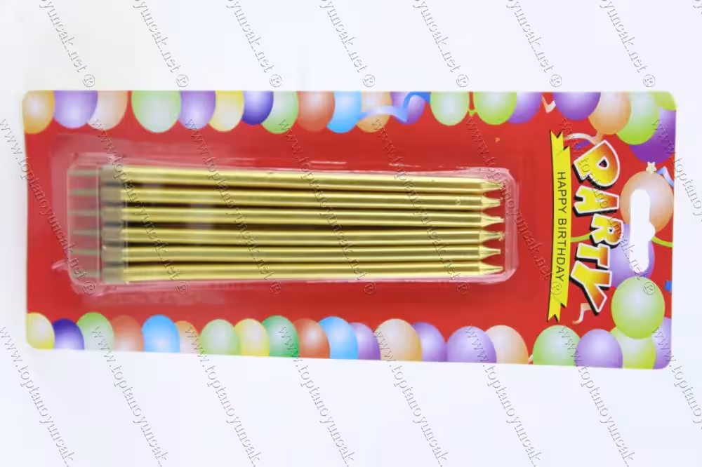 Toptan stick pasta mumu 14 cm metalik sarı