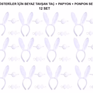 Toptan Tavşan Kostüm Paketi Kulak Papyon Kuyruk