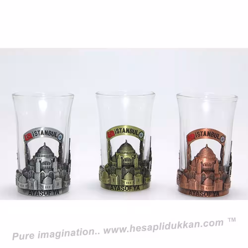 Toptan Tekli Metal Cam Bardaklı Shot Bardak