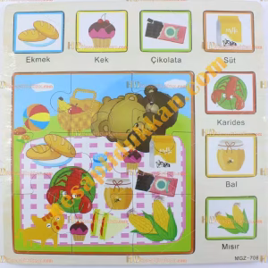 Toptan Türkçe ahşap yapboz puzzle yemekler
