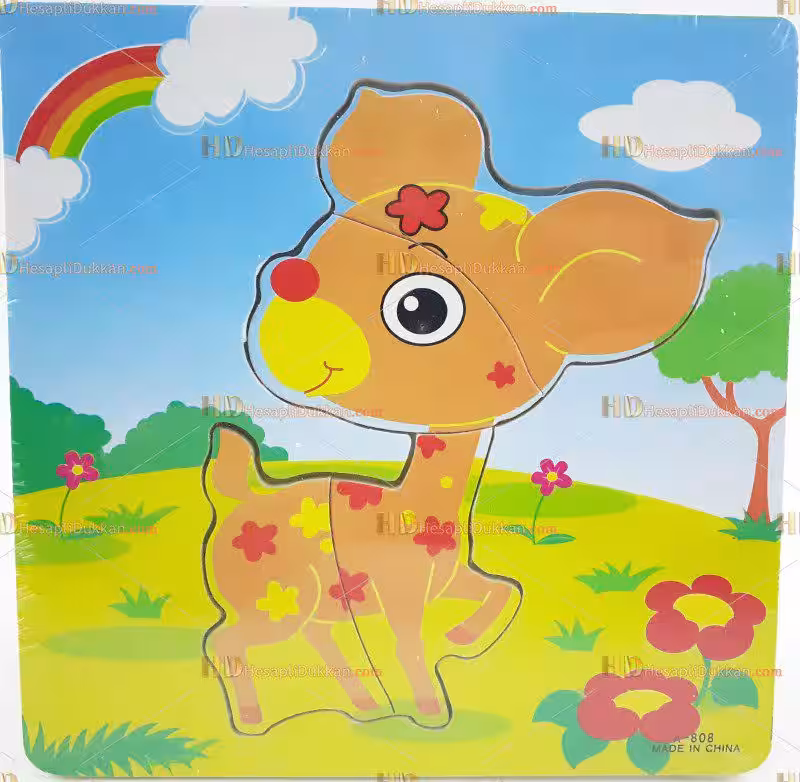 Toptan yapboz puzzle ahşap oyuncak sevimli ceylan