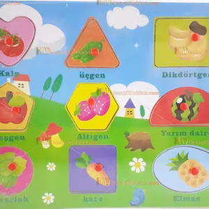 Türkçe ahşap puzzle geometri şekiller