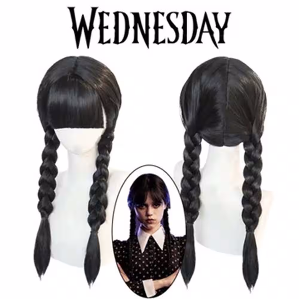 Wednesday Addams Siyah Peruk Toptan