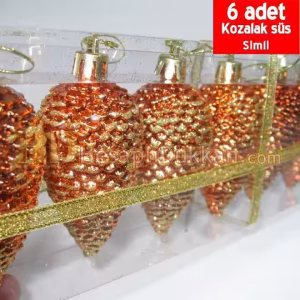 Yılbaşı ağacı süsleri kozalak şeklinde kırmızı