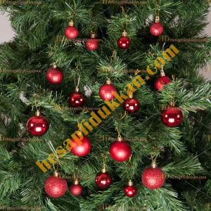 Yılbaşı Ağacı Süsü Kırmızı Süsleme Seti 36 lı Paket