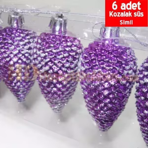 Yılbaşı ağacı süsü kozalak şeklinde mor