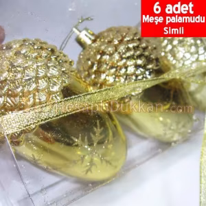 Yılbaşı ağacı süsü meşe palamudu altın sarısı