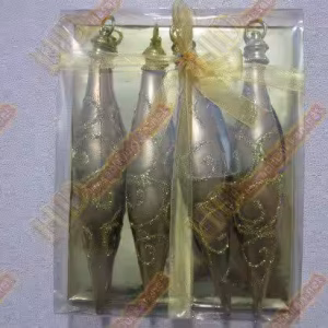 Yılbaşı ağacı süsü sarı simli askılı dörtlü paket R251