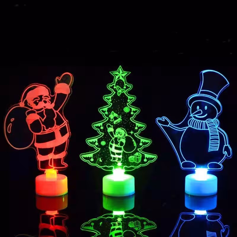 Yılbaşı ev dekorasyonu renkli LED ışıkları ağacı noel baba gece lambası çocuklar hediyelik