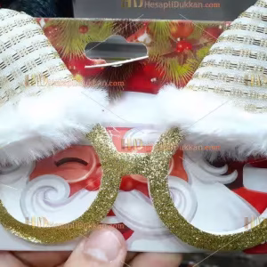 Yılbaşı gözlüğü beyaz noel şapka