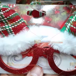 Yılbaşı gözlüğü ekoseli noel şapka