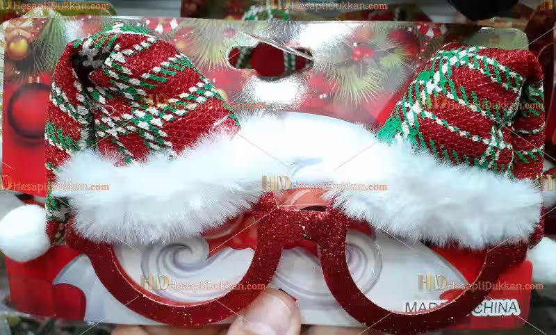 Yılbaşı gözlüğü ekoseli noel şapka