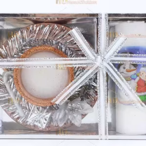 Yılbaşı hediyelik eşya 1+1 kardan adam mum paket set simli
