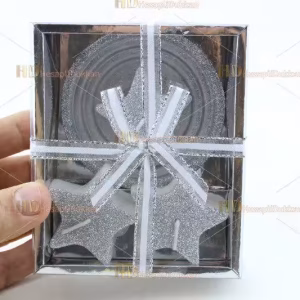 Yılbaşı hediyelik eşya 2+1 yıldız mum paket set simli