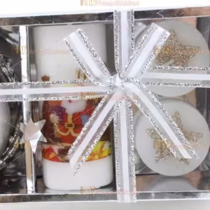 Yılbaşı hediyelik eşya 3 + 1 paket mum set simli yıldız