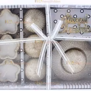Yılbaşı hediyelik eşya 6+ 1 paket mum set simli Happy new year yazılı