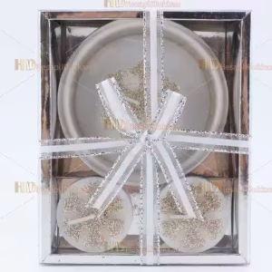 Yılbaşı hediyelik eşya paket mum 2 + 1 kar çiçeği set