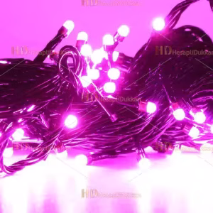 Yılbaşı ışıkları pembe 80 led fonksiyonel siyah kablo eklemeli