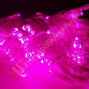 Yılbaşı ışıkları pembe renk şeffaf kablo