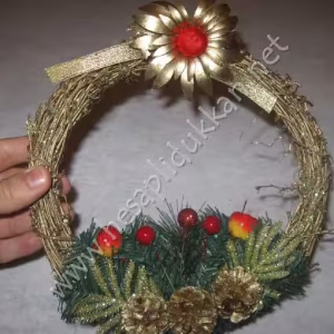 Yılbaşı kapı süsleri sarı kaplama P967