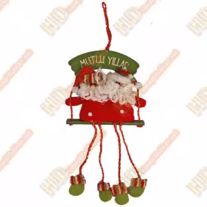 Yılbaşı kapı süsü salıncakta iki noel baba R279